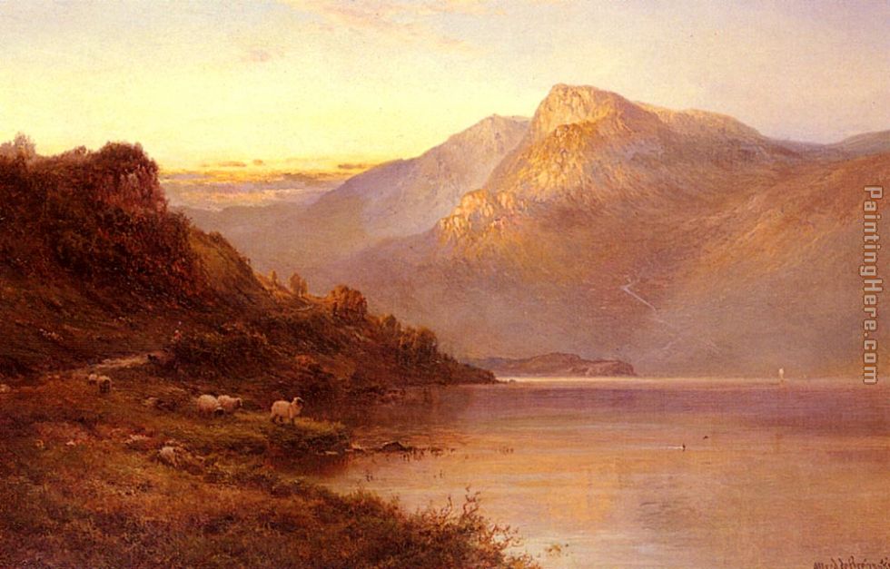 Sunset On The Loch painting - Alfred de Breanski Sunset On The Loch art painting